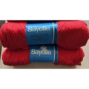 Vtg Dawn Sayelle Yarn LOT of 2 Skeins New Flame Red 100% Orlon Same Dye Lot